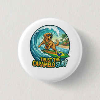 Surfen Karamell Hund Strand Meme Aufkleber Button