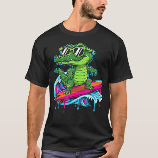 Surfen Krokodil Cooler Alligator Sommer Strand T-Shirt