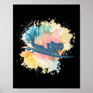 Surfen Mädchen Surfbrett Wassersport Surfen Surfer Poster