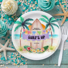 Surfen & Meer | Surf's Up Tropical Beach Geburtsta Pappteller