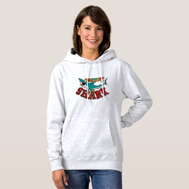Surfen mit Hai Hoodie (Vorne ganz)