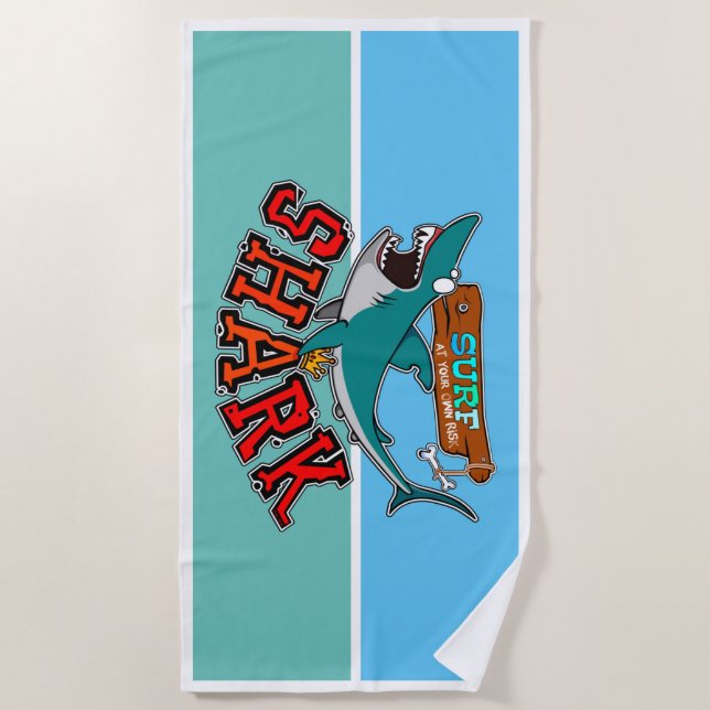 Surfen mit Hai Strandtuch (Vorderseite)