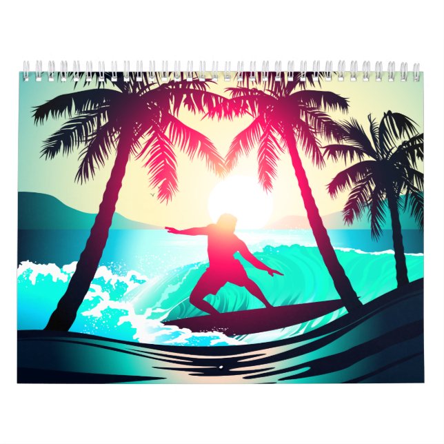 Surfen mit Palmen Kalender (Titelbild)