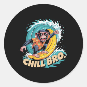 Surfen Monkey Cool Vibes Runder Aufkleber