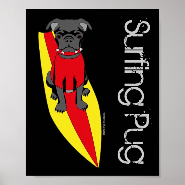 Surfen Mops Poster (Vorne)