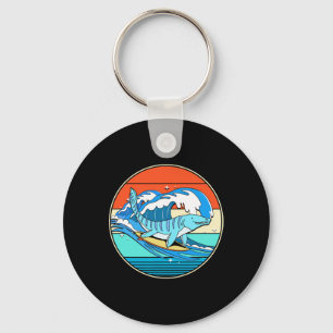Surfen Mosasaurus Dino Retro Aquatischer Dinosauri Schlüsselanhänger