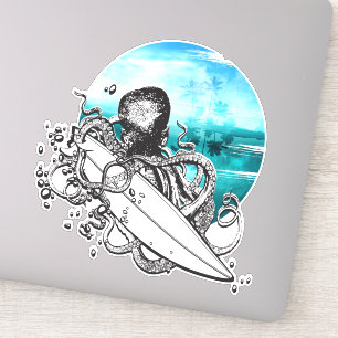 Surfen Oktopus Sommer Ozean Insel Aufkleber