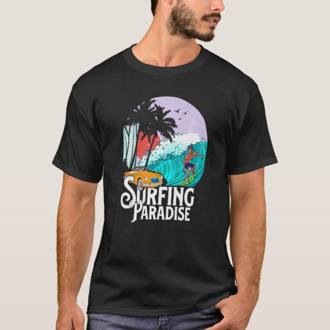 Surfen Paradise Beach Party Abenteuer mit Wellen T-Shirt (Vorderseite)