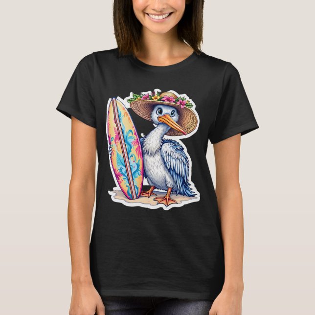 Surfen Pelikan T-Shirt (Vorderseite)