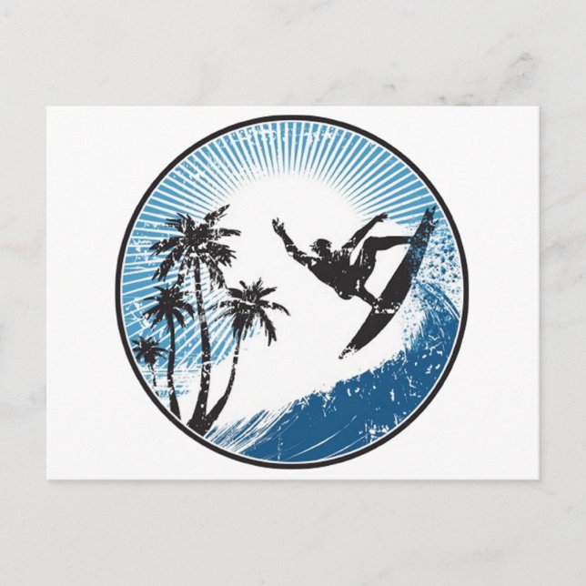 Surfen Postkarte (Vorderseite)