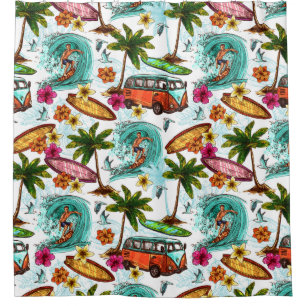 Surfen/Retro van Duschvorhang