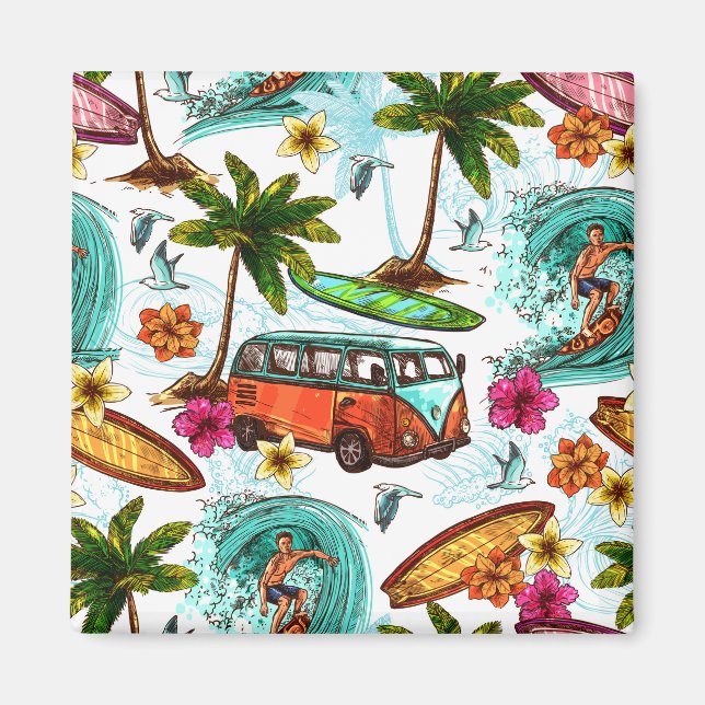 Surfen/Retro Van Magnet (Vorne)