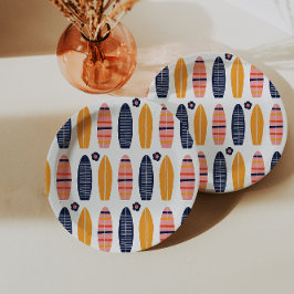 Surfen Rosa Surfbretter und Blume zum Geburtstag Pappteller