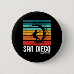 Surfen San Diego Kalifornien Strand Vintage Retro Button