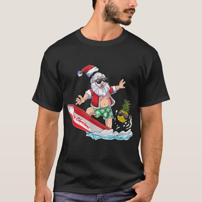 Surfen Santa Beach Urlaub Weihnachten im Juli T-Shirt (Vorderseite)
