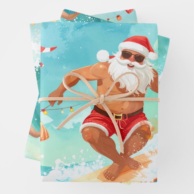 Surfen Santa Claus  Geschenkpapier Set (Beispiel)