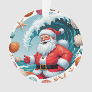 Surfen Santa Seashell Wave Acrylic Christmas Orna Ornament