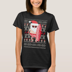 Surfen Santa Surfer Ugly Weihnachtskraut Thema T-Shirt