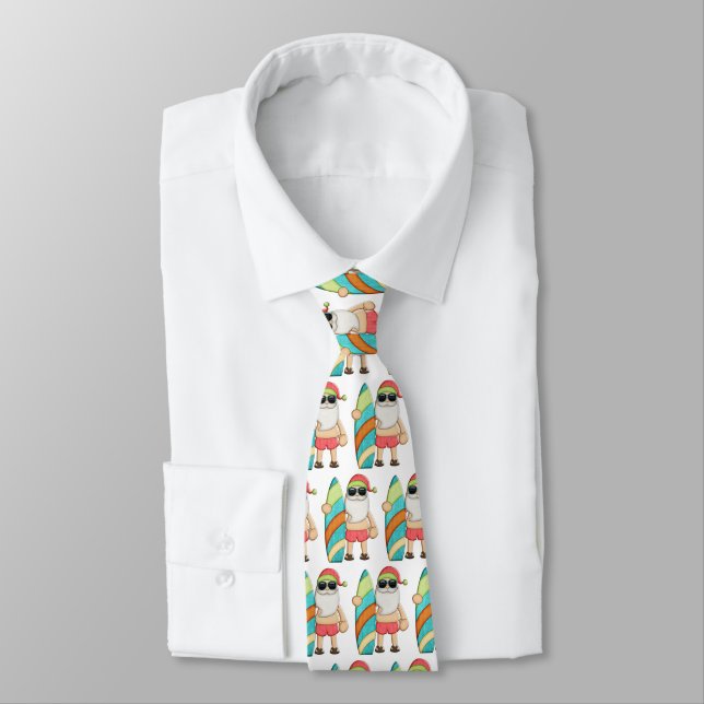 Surfen Santa Tropical Christmas Neck Tie Krawatte (Gebunden)