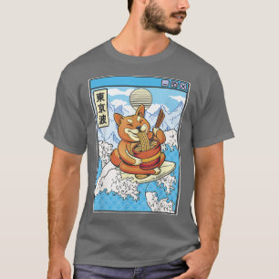 Surfen Shiba Inu essen Ramen Japan Waves Kawaii T-Shirt