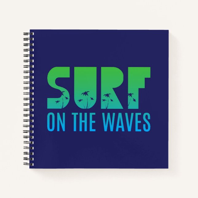 Surfen Sie auf dem Waves Poster Notizbuch (Vorderseite)