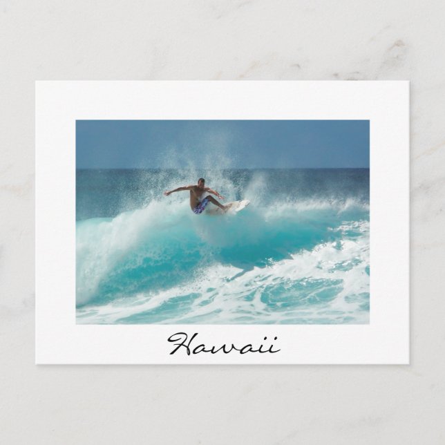 Surfen Sie auf einer großen, weißen Hawaii-Postkar Postkarte (Vorderseite)