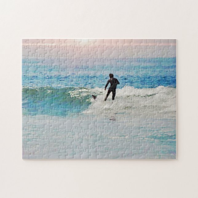 Surfen Sie auf Wave am Beach Sunset Puzzle (Horizontal)