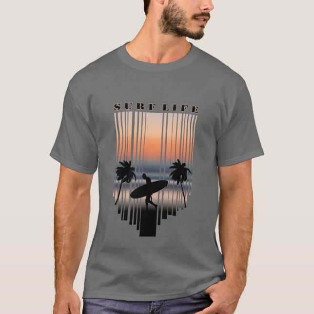 Surfen Sie bei Sonnenuntergang in den Strand | Sur T-Shirt (Vorderseite)