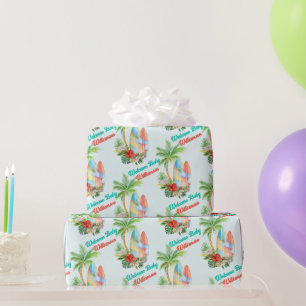 Surfen Sie ein tropisches Baby an Bord Babydusche  Geschenkpapier