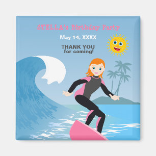 Surfen Sie hoch Mädchen-Geburtstagsfeier Magnet