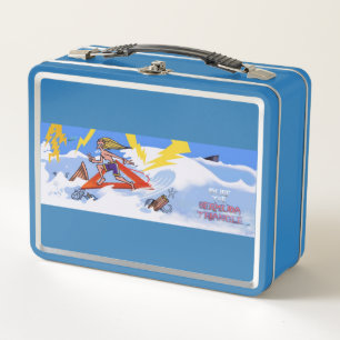 Surfen Sie in der blauen Lunchbox des Bermuda-Drei
