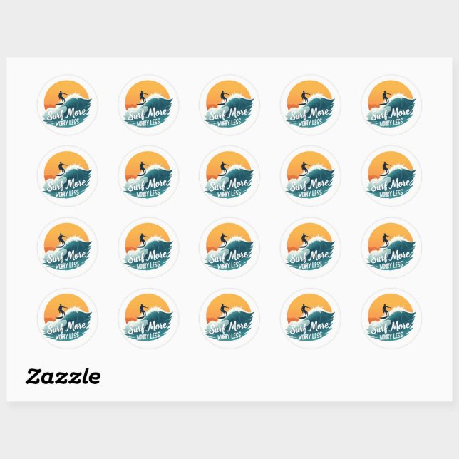 Surfen Sie mehr 🌊 Sunset Surf Motivation Sticker (Blatt)