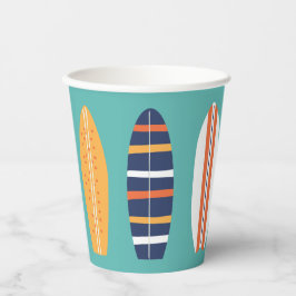 Surfen Sie Retro Beach Surfboard Papier-Cups Pappbecher
