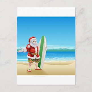 Surfen Sie Santa am Strand Feiertagspostkarte