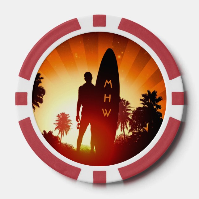 Surfen Sie Sunset Poker Chips für benutzerdefinier (Vorderseite)
