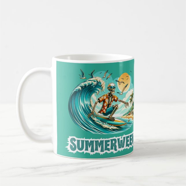 Surfen Skeleton Summerween Beach Vibes Kaffeetasse (Links)