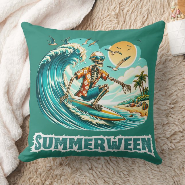 Surfen Skeleton Summerween Beach Vibes Kissen (Decke)