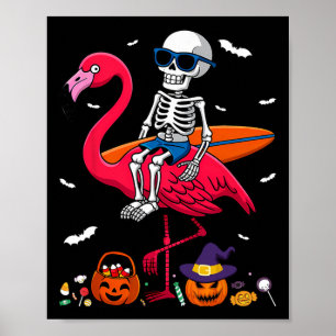 Surfen Skelett Reiten Flamingo Halloween Surfer Poster