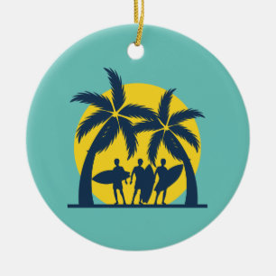 Surfen Sonne und Palmen kühlen Surf Keramik Ornament
