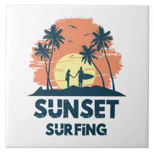Surfen - Sonnenuntergang Surfen Fliese