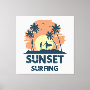 Surfen - Sonnenuntergang Surfen Leinwanddruck