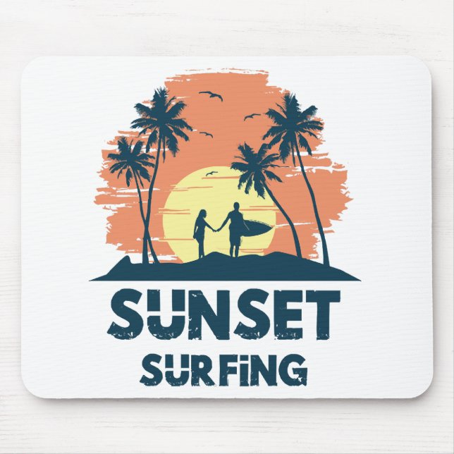 Surfen - Sonnenuntergang Surfen Mousepad (Vorne)