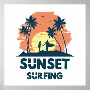 Surfen - Sonnenuntergang Surfen Poster
