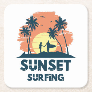 Surfen - Sonnenuntergang Surfen Rechteckiger Pappuntersetzer