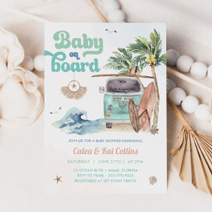 Surfen Strand Retro Baby an Bord Baby Shower Einladung