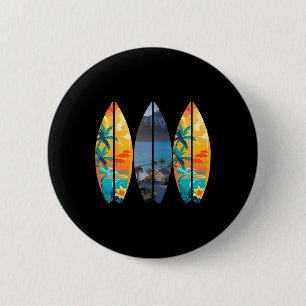 Surfen Strand Surfbrett Retro Tropisch Hawaii Palm Button
