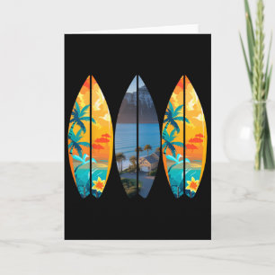Surfen Strand Surfbrett Retro Tropisch Hawaii Palm Karte