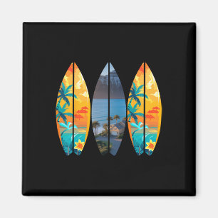 Surfen Strand Surfbrett Retro Tropisch Hawaii Palm Magnet