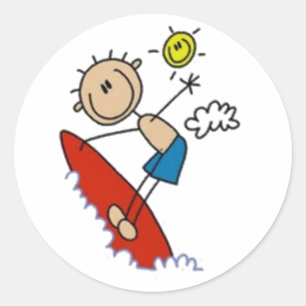 Surfen Strichmännchen Runder Aufkleber