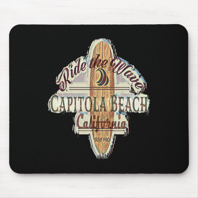 Surfen, Surfboard, Distressed Longboard Capitola  Mousepad (Vorne)